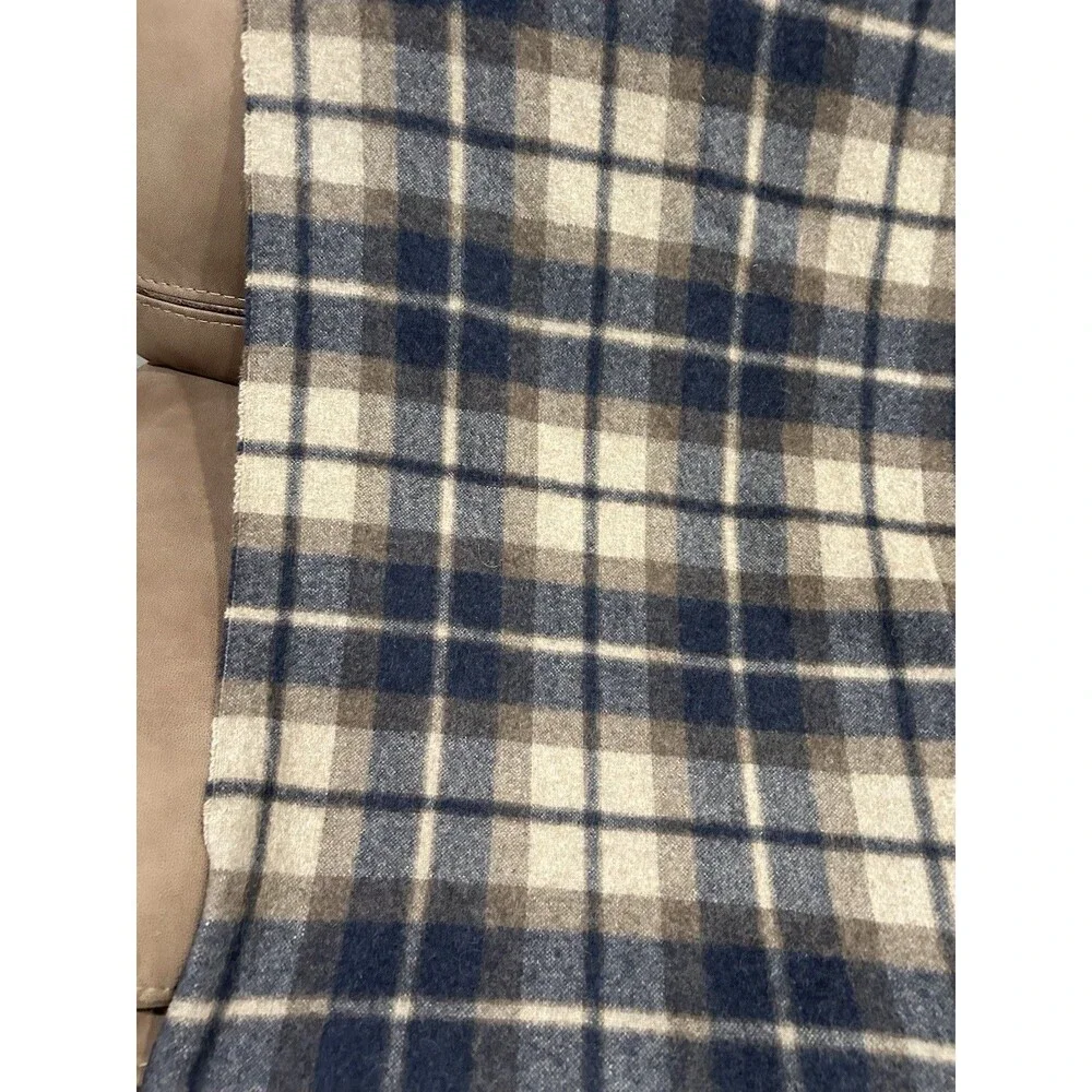 Tumi Superfine Alpaca Plaid Blanket Handcrafted Brown Blue Handcrafted 78x 60